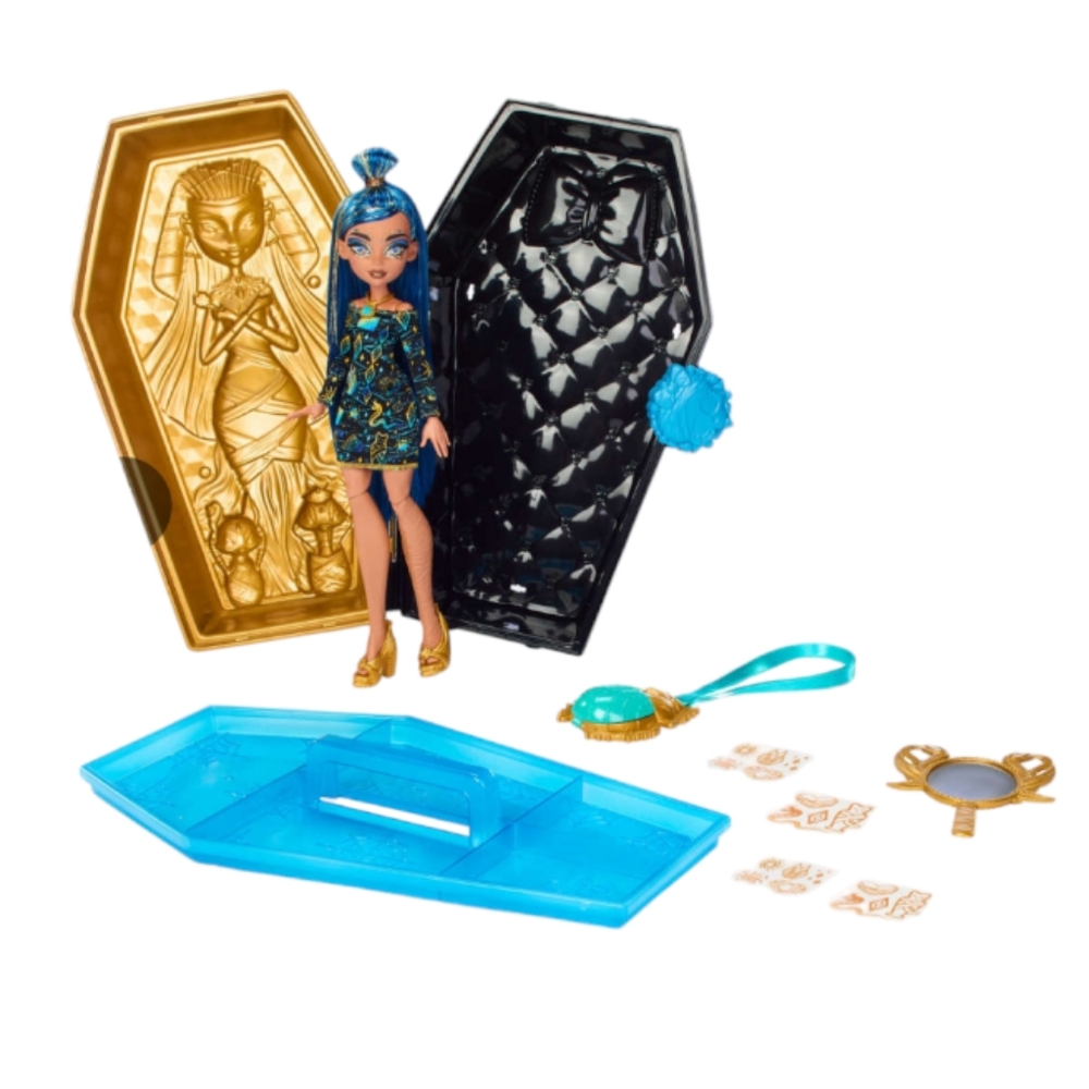 🦫♡Monster High Cleo De Nile Doll And Boo-Jeweled Beauty Case With Accessories